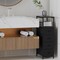 Narrow Dresser for Small Spaces | Black Slim Chest with 4 Fabric Drawers & Shelves | Anti-Tip Bedside Organizer (34.25"H x 10.04"W)